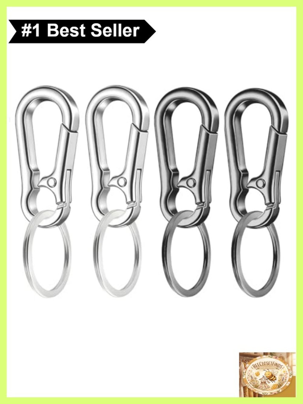 4 Pack Metal Keychain Carabiner Clip Key Organizer